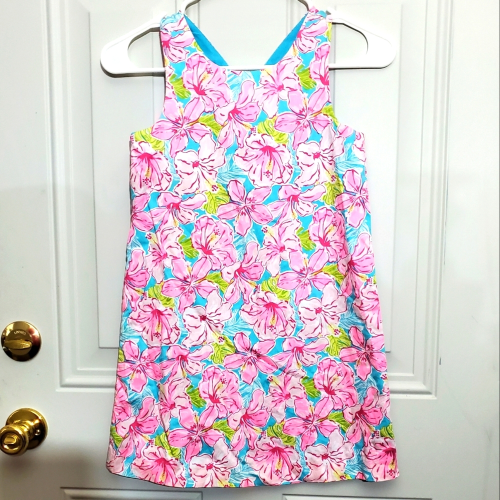 Tommy Bahama Girls Printed Lined Cotton Shift Dress Size 8 EUC